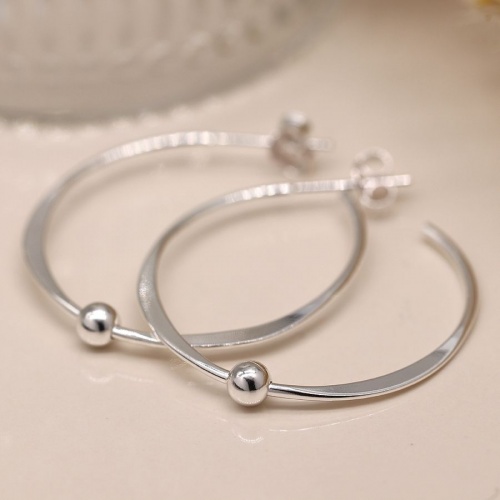 Sterling Silver Hoop and Bead Earrings by Peace of Mind